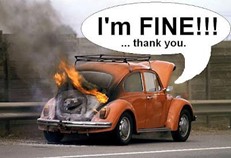 VW Bug on fire